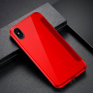 Baseus Touchable Case żelowe etui futerał z panelem ze szkła hartowanego iPhone XS Max czerwony (WIAPIPH65-TS09) uniwersalny 7