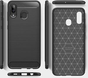 Hurtel Carbon Case elastyczne etui pokrowiec Samsung Galaxy A30 czarny uniwersalny 3