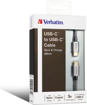 Kabel USB Verbatim USB-C - USB-C 2 m Szary (65054) 3