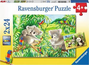 Ravensburger Puzzle 2x24 elementy - Słodkie misie koala i pandy 1