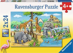 Ravensburger Puzzle 2x24 elementy - Witamy w Zoo 1
