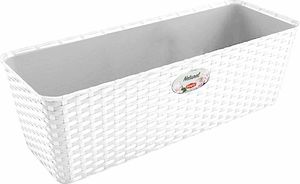 Zolux skrzynka balkonowa biała 50cm rattan z systemem nawadniania (23512850) 1