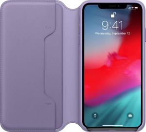 Apple Etui skórzane folio iPhone XS Max - liliowe 2