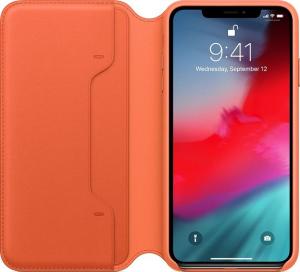 Apple Etui skórzane folio iPhone XS Max - oranż 2