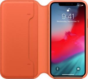 Apple Etui skórzane folio Iphone XS - oranż 2