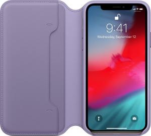 Apple Etui skórzane folio Iphone XS - liliowe 2