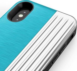 Zizo Zizo Retro Series - Etui Iphone X Z Kieszenią Na Karty + Podstawka + Szkło 9h Na Ekran (baby Blue/silver) 3