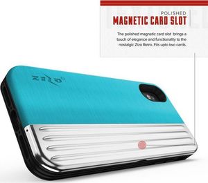 Zizo Zizo Retro Series - Etui Iphone X Z Kieszenią Na Karty + Podstawka + Szkło 9h Na Ekran (baby Blue/silver) 6