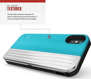 Zizo Zizo Retro Series - Etui Iphone X Z Kieszenią Na Karty + Podstawka + Szkło 9h Na Ekran (baby Blue/silver) 7