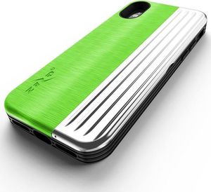 Zizo Zizo Retro Series - Etui Iphone X Z Kieszenią Na Karty + Podstawka + Szkło 9h Na Ekran (neon Green/silver) 2