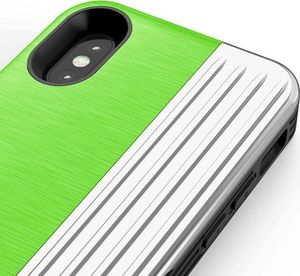 Zizo Zizo Retro Series - Etui Iphone X Z Kieszenią Na Karty + Podstawka + Szkło 9h Na Ekran (neon Green/silver) 3