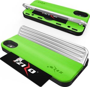 Zizo Zizo Retro Series - Etui Iphone X Z Kieszenią Na Karty + Podstawka + Szkło 9h Na Ekran (neon Green/silver) 4