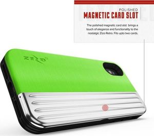 Zizo Zizo Retro Series - Etui Iphone X Z Kieszenią Na Karty + Podstawka + Szkło 9h Na Ekran (neon Green/silver) 6