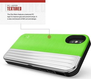 Zizo Zizo Retro Series - Etui Iphone X Z Kieszenią Na Karty + Podstawka + Szkło 9h Na Ekran (neon Green/silver) 7