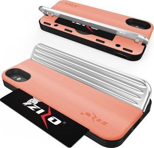 Zizo Zizo Retro Series - Etui Iphone X Z Kieszenią Na Karty + Podstawka + Szkło 9h Na Ekran (peach/silver) 4