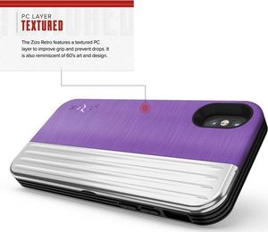 Zizo Zizo Retro Series - Etui Iphone X Z Kieszenią Na Karty + Podstawka + Szkło 9h Na Ekran (purple/silver) 7