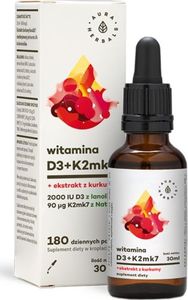 Aura Herbals Witamina D3 + K2mk7 + Ekstrakt z kurkumy suplement diety 30ml 1