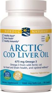 Nordic naturals NORDIC NATURALS_Arctic Cod Liver Oil Omega-3 675mg suplement diety 90 kapsułek 1