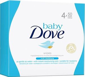Dove  DOVE_Baby Rich Moisture Wipes nawilżane chusteczki oczyszczające 4x50szt. 1