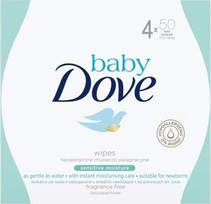 Dove  DOVE_Baby Sensitive Moisture Wipes nawilżane chusteczki oczyszczające 4x50szt. 1