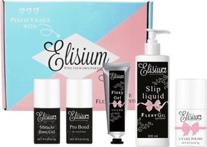 Elisium ELISIUM_SET Zestaw umiarkowany do hybryd Pro Bond + Miracle Base Gel + FlexyGel Milk Slip Liquid + lakier hybrydowy 1