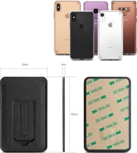 Ringke Ringke Multi Card Holder wielofunkcyjne etui pokrowiec na karty dokumenty portfel przyklejany do telefonu stojak czarny (ACFC0024) uniwersalny 13