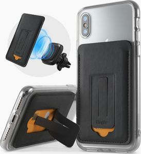Ringke Ringke Multi Card Holder wielofunkcyjne etui pokrowiec na karty dokumenty portfel przyklejany do telefonu stojak czarny (ACFC0024) uniwersalny 3