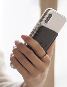 Ringke Ringke Multi Card Holder wielofunkcyjne etui pokrowiec na karty dokumenty portfel przyklejany do telefonu stojak czarny (ACFC0024) uniwersalny 8