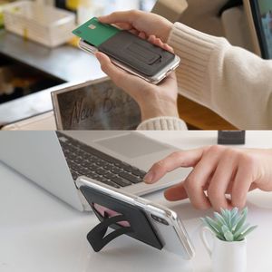 Ringke Ringke Multi Card Holder wielofunkcyjne etui pokrowiec na karty dokumenty portfel przyklejany do telefonu stojak czarny (ACFC0024) uniwersalny 9