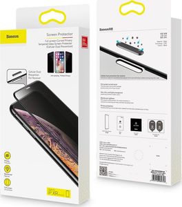 Baseus Baseus Full-screen szkło hartowane 3D Privacy na cały ekran z filtrem prywatyzującym i osłoną na głośnik Apple iPhone XR czarny (SGAPIPH61-WC01) uniwersalny 16