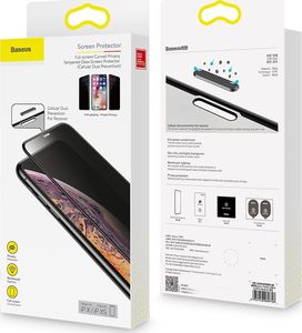 Baseus Baseus Full-screen szkło hartowane 3D Privacy na cały ekran z filtrem prywatyzującym i osłoną na głośnik Apple iPhone XS Max czarny (SGAPIPH65-WC01) uniwersalny 16