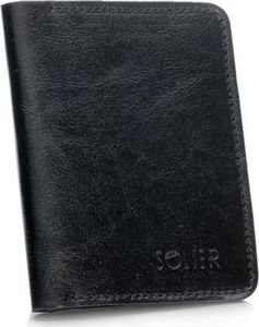 Solier Cienki skórzany męski portfel z bilonówką SOLIER SW15 SLIM CZARNY 1
