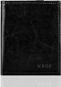 Solier Czarne skórzane portfel etui na paszport SOLIER SW07 1