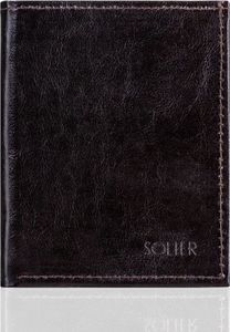 Solier Brązowe skórzane portfel etui na paszport SOLIER SW07 1