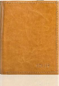 Solier Jasno brązowe skórzane portfel etui na paszport SOLIER SW07 1