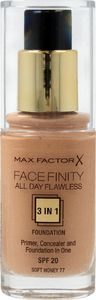 MAX FACTOR Facefinity All Day Flawless 3in1 Foundation SPF20 77 Soft Honey 30ml 1