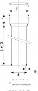 Magnaplast Rura z kielichem KGEM 110x3,2/500 SN8 LITA [96] 2