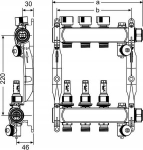 Tece TECEfloor - Rozdzielacz ze stali nierdzewnej 1" ogrzewania podłogowego z przepływomierzami 10 2