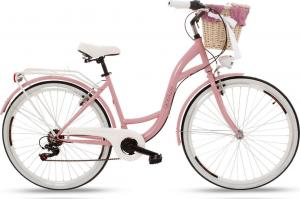 Goetze Rower miejski Mood 28'' różowy z wiklinowym koszem 1