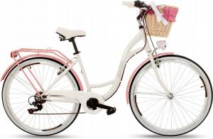 Goetze Rower miejski Mood 28'' biało-różowy z wiklinowym koszem 1