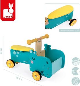 Janod Drewniany jeździk ze skrzynią Hipopotam (J08003) 2