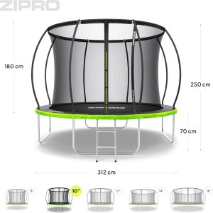 Trampolina ogrodowa Zipro Jump Pro Premium z siatką wewnętrzną 10FT 312cm 10