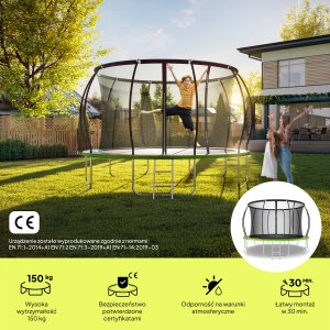 Trampolina ogrodowa Zipro Jump Pro Premium z siatką wewnętrzną 12FT 374cm 2