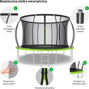Trampolina ogrodowa Zipro Jump Pro Premium z siatką wewnętrzną 12FT 374cm 5