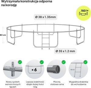 Trampolina ogrodowa Zipro Jump Pro Premium z siatką wewnętrzną 14FT 435cm 3