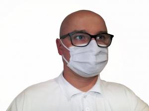 Maseczka ochronna 3-warstwowa wielokrotnego użytku biała 2