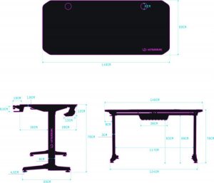 Biurko Ultradesk Frag Czarne 140 cmx60 cm 7