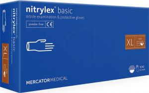 Mercator Medical Rękawice nitrylowe bezpudrowe nitrylex basic niebieskie r. XL 100 szt. 1