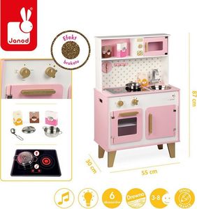 Janod Duża kuchnia drewniana z dźwiękiem i 6 akcesoriami Candy Chic (J06554) 2