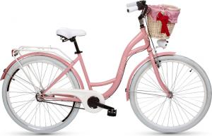 Goetze Rower miejski Style 26'' trzybiegowy różowy z wiklinowym koszem 1